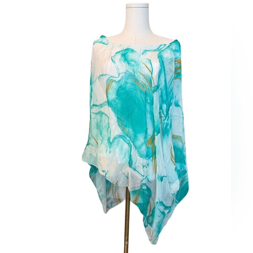 Chic Aqua and White Women's Blouse